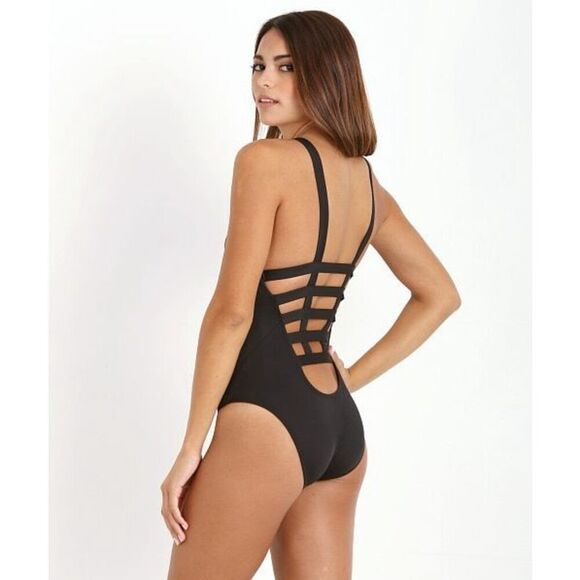 New. Vitamin A black strappy swimsuit. Small. Retails $177 - Picture 5 of 10